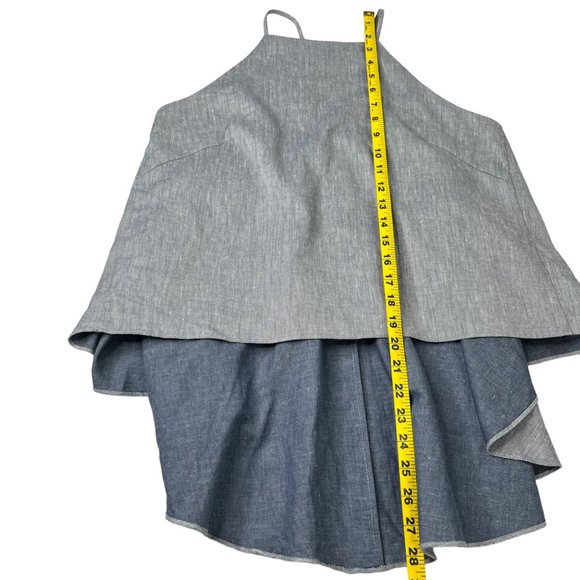 Milly Womens Light Blue Linen Blend Square Neckline Halter Top Size S - Picture 4 of 15